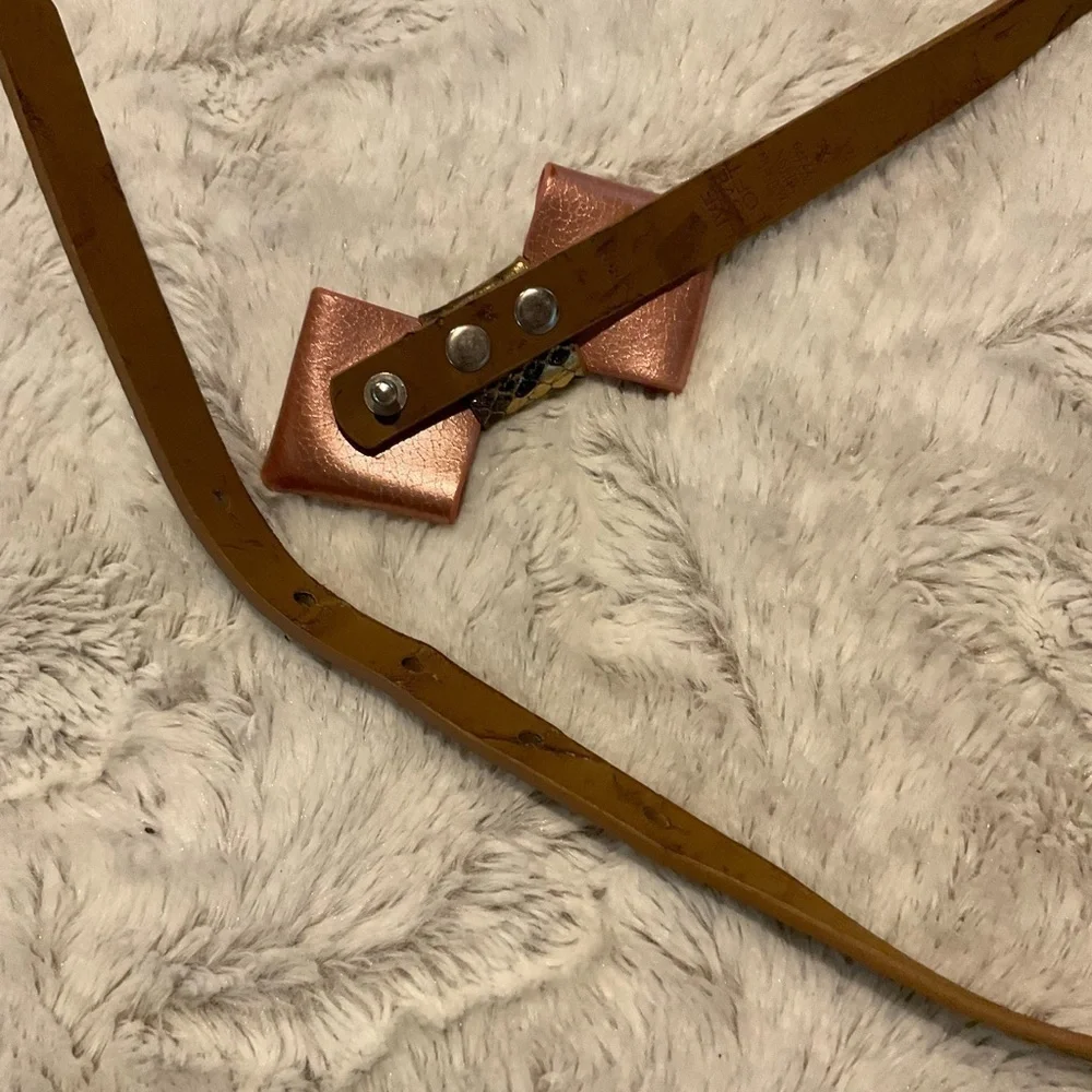Loft Gold Embossed Belt with Pink Bow